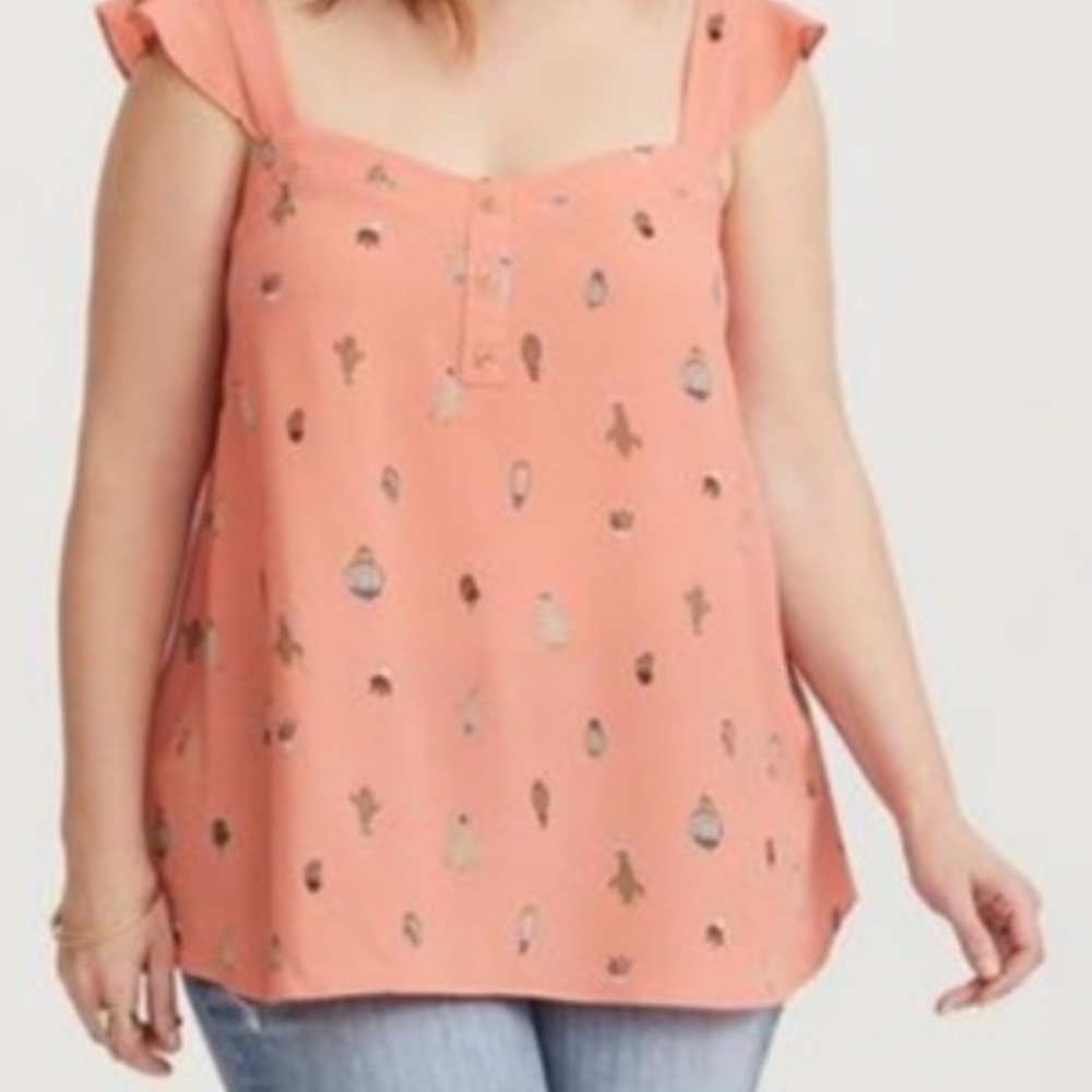 torrid Peach Metallic Accent Square-Neck Cami